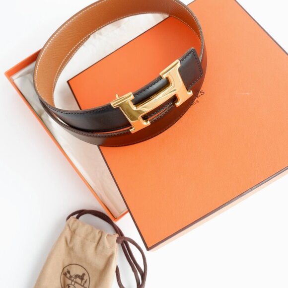 Authentic Preowned Hermes Black/ Brown H Belt GHW - 65 - Picture 5 of 13